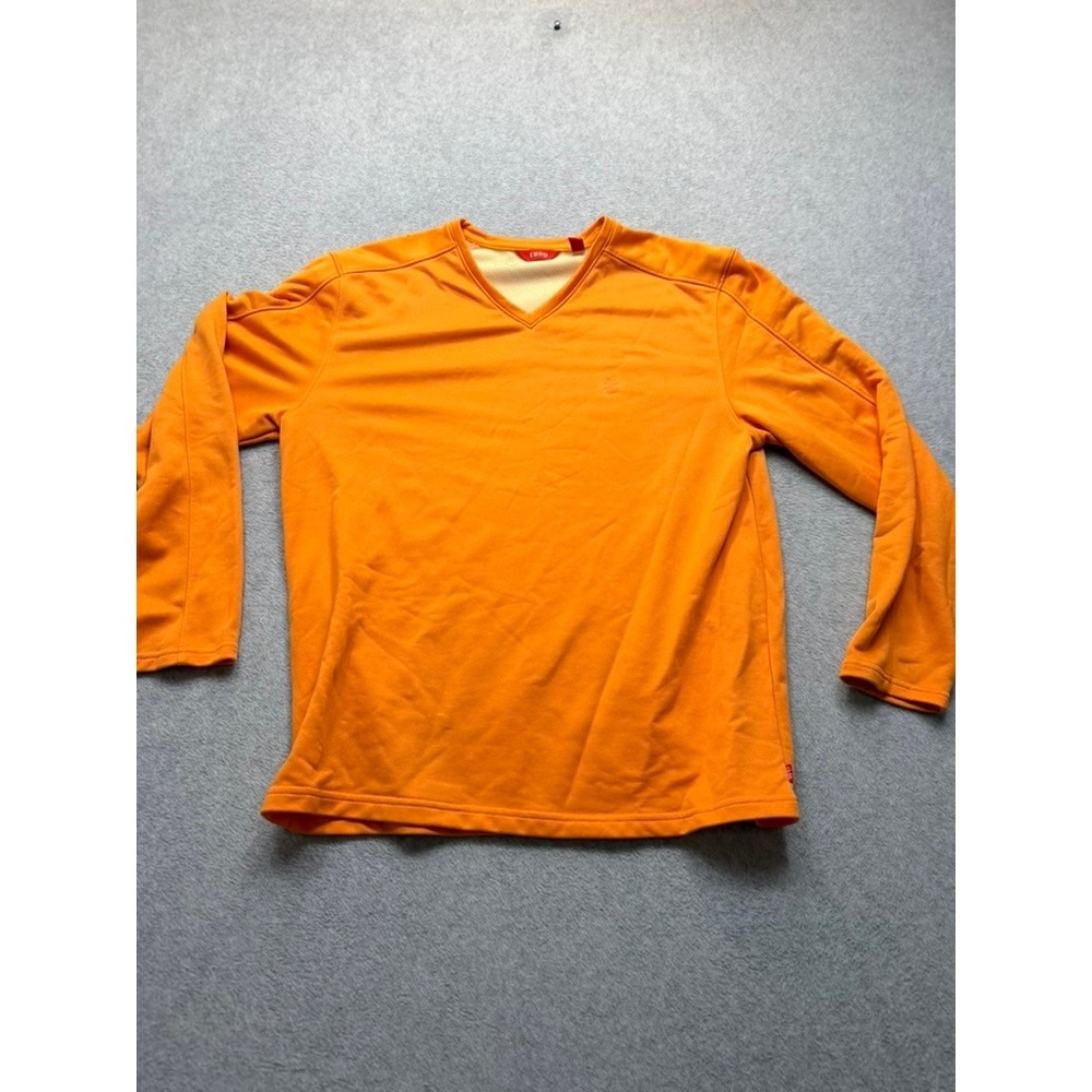 Izod Mens V-Neck Long Sleeve Pullover Sweatshirt Orange Size L